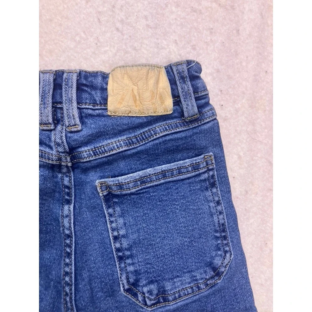 Zara Cargo Jeans‎ Kids Size 8 Blue Denim Straight Leg Utility Pants